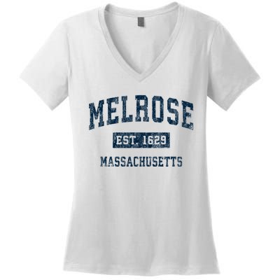 Melrose Massachusetts Ma Vintage Sports Women's V-Neck T-Shirt