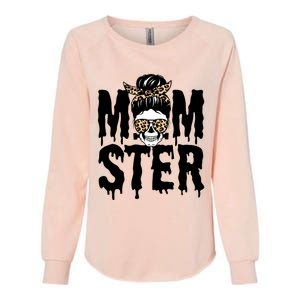 Momster Mom Monster Skull Bun Leopard Halloween Momster Gift Womens California Wash Sweatshirt