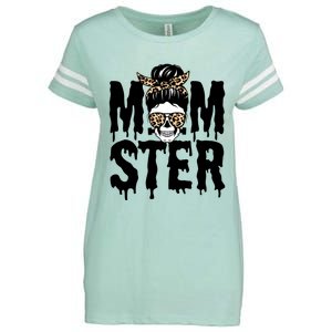 Momster Mom Monster Skull Bun Leopard Halloween Momster Gift Enza Ladies Jersey Football T-Shirt