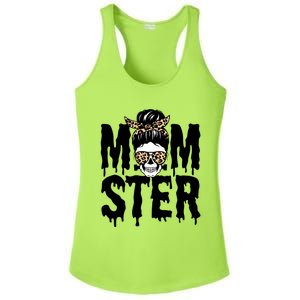 Momster Mom Monster Skull Bun Leopard Halloween Momster Gift Ladies PosiCharge Competitor Racerback Tank