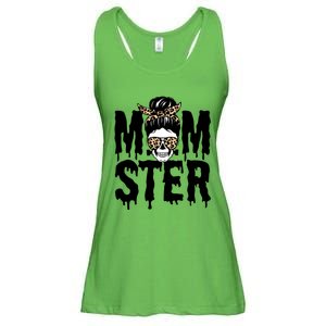 Momster Mom Monster Skull Bun Leopard Halloween Momster Gift Ladies Essential Flowy Tank