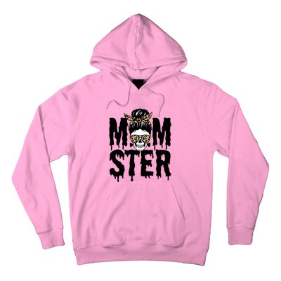 Momster Mom Monster Skull Bun Leopard Halloween Momster Gift Hoodie