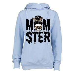 Momster Mom Monster Skull Bun Leopard Halloween Momster Gift Womens Funnel Neck Pullover Hood