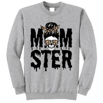 Momster Mom Monster Skull Bun Leopard Halloween Momster Gift Sweatshirt