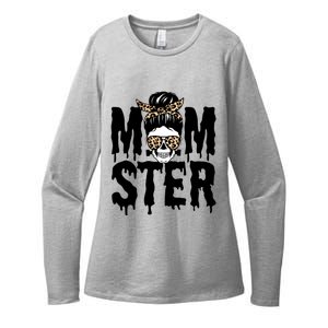 Momster Mom Monster Skull Bun Leopard Halloween Momster Gift Womens CVC Long Sleeve Shirt