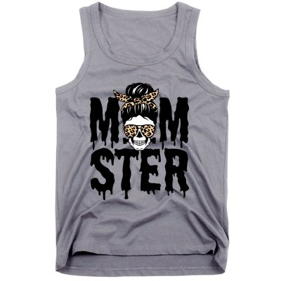 Momster Mom Monster Skull Bun Leopard Halloween Momster Gift Tank Top