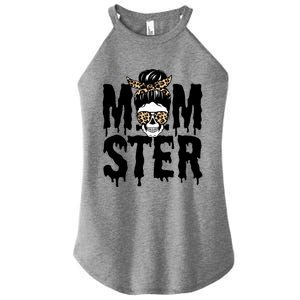 Momster Mom Monster Skull Bun Leopard Halloween Momster Gift Women's Perfect Tri Rocker Tank