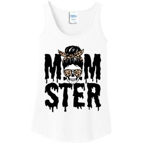 Momster Mom Monster Skull Bun Leopard Halloween Momster Gift Ladies Essential Tank