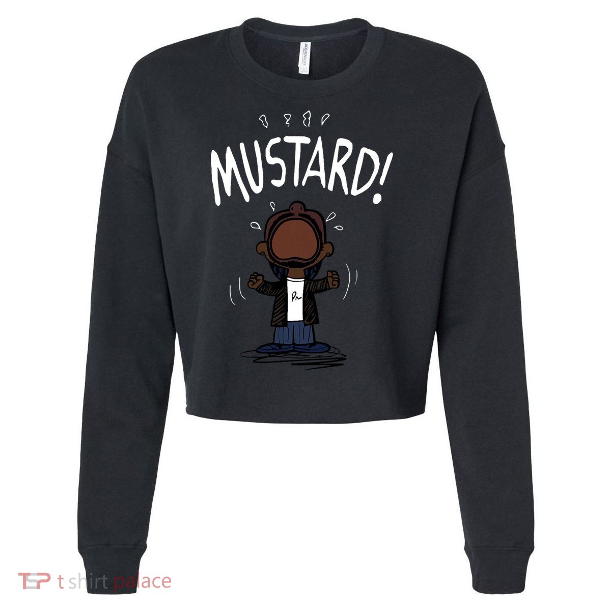 Mustard Meme Cropped Pullover Crew