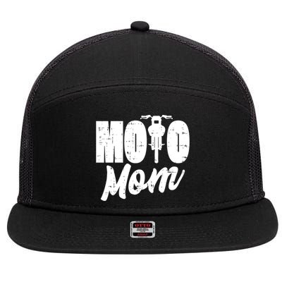 Moto Mom Motorcycle Motocross Dirt Bike Racing Gift 7 Panel Mesh Trucker Snapback Hat