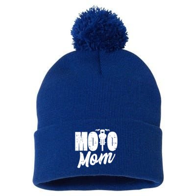 Moto Mom Motorcycle Motocross Dirt Bike Racing Gift Pom Pom 12in Knit Beanie