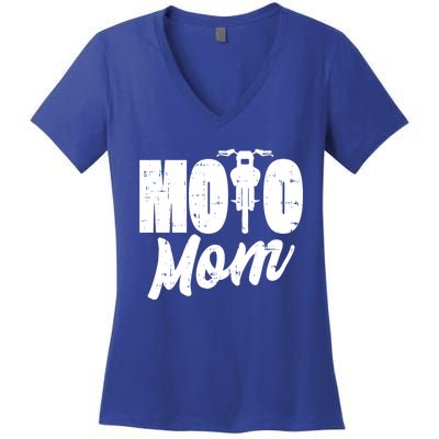 Moto Mom Motorcycle Motocross Dirt Bike Racing Gift Women's V-Neck T-Shirt