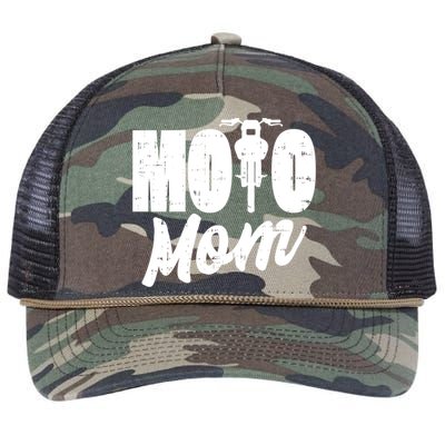 Moto Mom Motorcycle Motocross Dirt Bike Racing Gift Retro Rope Trucker Hat Cap