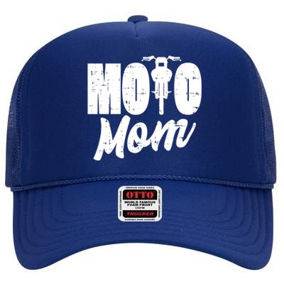 Moto Mom Motorcycle Motocross Dirt Bike Racing Gift High Crown Mesh Back Trucker Hat