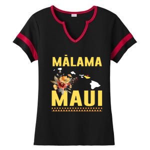 Malama Maui Malama Strong Hawaii Ladies Halftime Notch Neck Tee