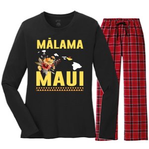 Malama Maui Malama Strong Hawaii Women's Long Sleeve Flannel Pajama Set 