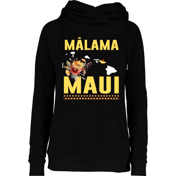 Malama Maui Malama Strong Hawaii Womens Funnel Neck Pullover Hood