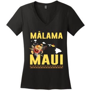 Malama Maui Malama Strong Hawaii Women's V-Neck T-Shirt