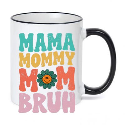 Mama Mommy Mom Bruh Funny Vintage Groovy Mothers Day For Mom 11oz Black Color Changing Mug