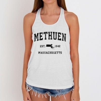 Methuen Massachusetts Ma Vintage Established Athletic Sports Design Women's Knotted Racerback Tank