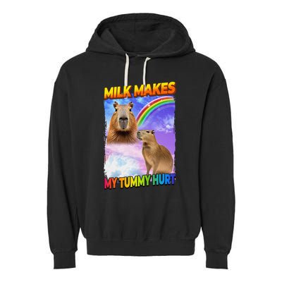 Milk Makes My Tummy Hurt Capybara Meme Culture Garment-Dyed Fleece Hoodie