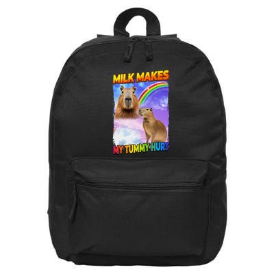 Milk Makes My Tummy Hurt Capybara Meme Culture 16 in Basic Backpack