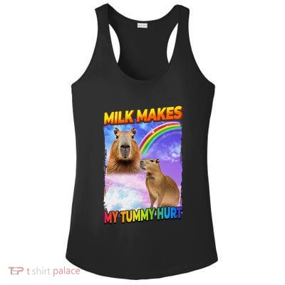 Milk Makes My Tummy Hurt Capybara Meme Culture Ladies PosiCharge Competitor Racerback Tank