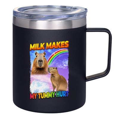 Milk Makes My Tummy Hurt Capybara Meme Culture 12oz Stainless Steel Coffee Mug