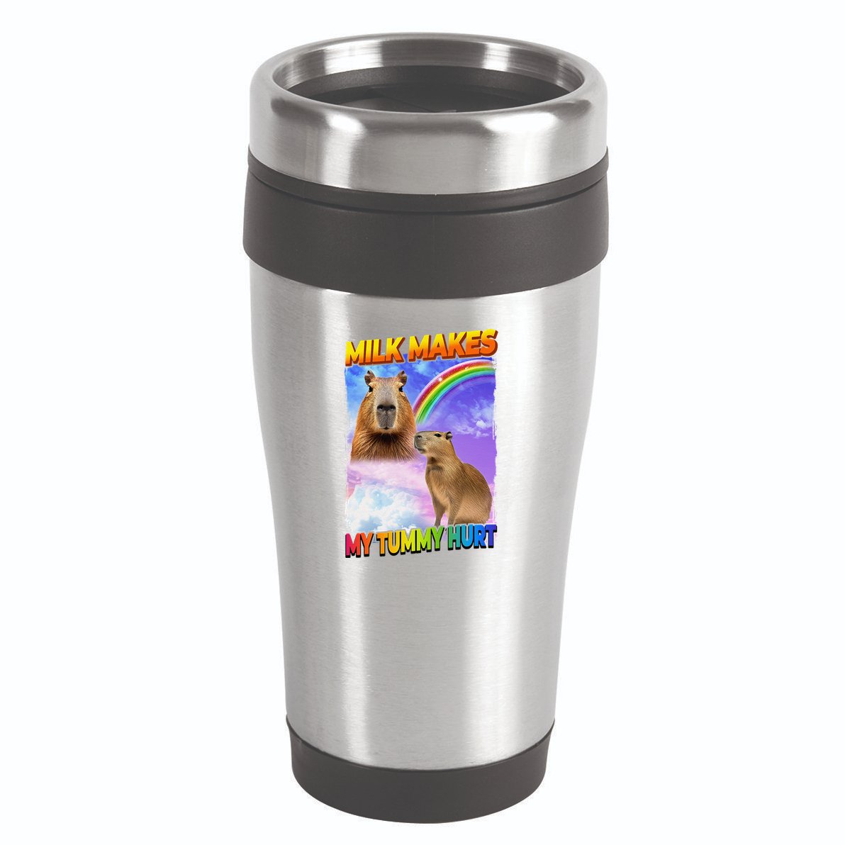 Milk Makes My Tummy Hurt Capybara Meme Culture 16oz Travel Tumbler
