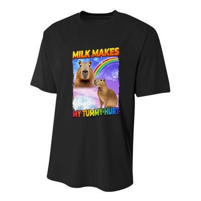 Milk Makes My Tummy Hurt Capybara Meme Culture Youth Performance Sprint T-Shirt
