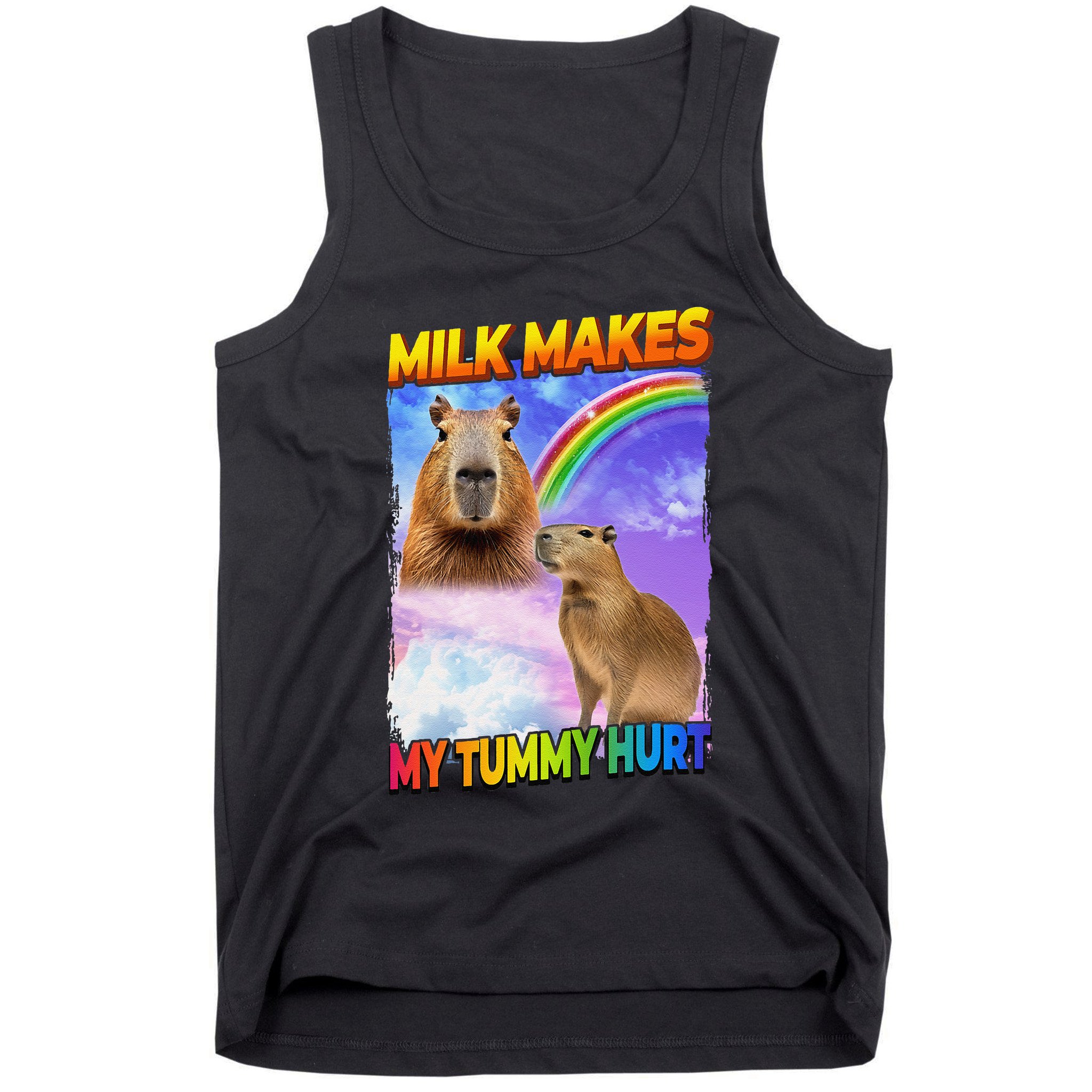 Milk Makes My Tummy Hurt Capybara Meme Culture Tank Top