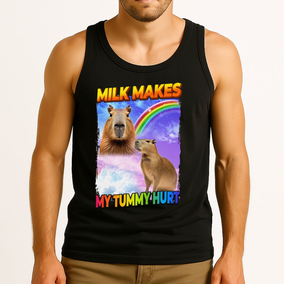 Milk Makes My Tummy Hurt Capybara Meme Culture Tank Top