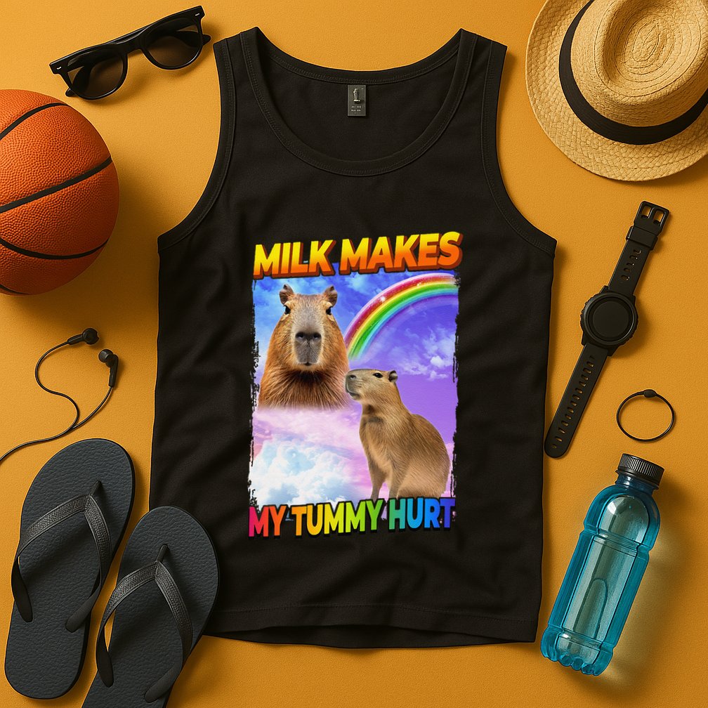 Milk Makes My Tummy Hurt Capybara Meme Culture Tank Top