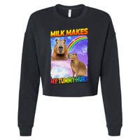 Milk Makes My Tummy Hurt Capybara Meme Culture Cropped Pullover Crew