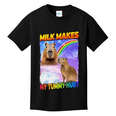 Milk Makes My Tummy Hurt Capybara Meme Culture Kids T-Shirt