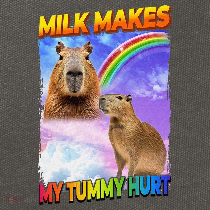 Milk Makes My Tummy Hurt Capybara Meme Culture Cotton Canvas Backpack