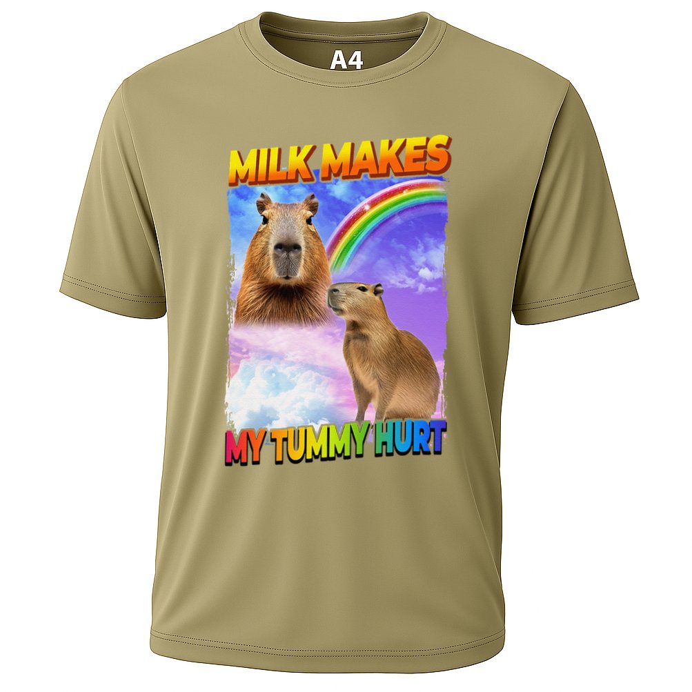 Milk Makes My Tummy Hurt Capybara Meme Culture Performance Shirt
