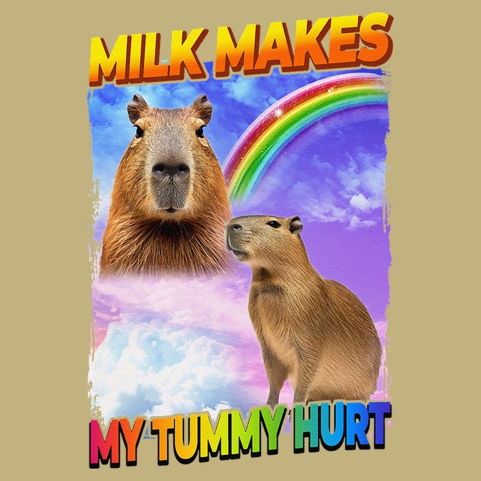 Milk Makes My Tummy Hurt Capybara Meme Culture Performance Shirt