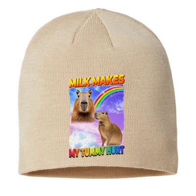 Milk Makes My Tummy Hurt Capybara Meme Culture Sustainable Beanie