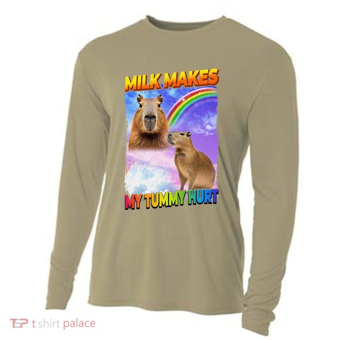 Milk Makes My Tummy Hurt Capybara Meme Culture Cooling Performance Long Sleeve Crew
