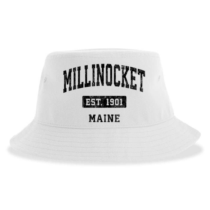 Millinocket Maine Me Vintage Sports Established Design Sustainable Bucket Hat