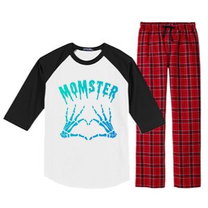 Momster Mommy Mother Monster Halloween Matching Costume Gift Funny Gift Raglan Sleeve Pajama Set