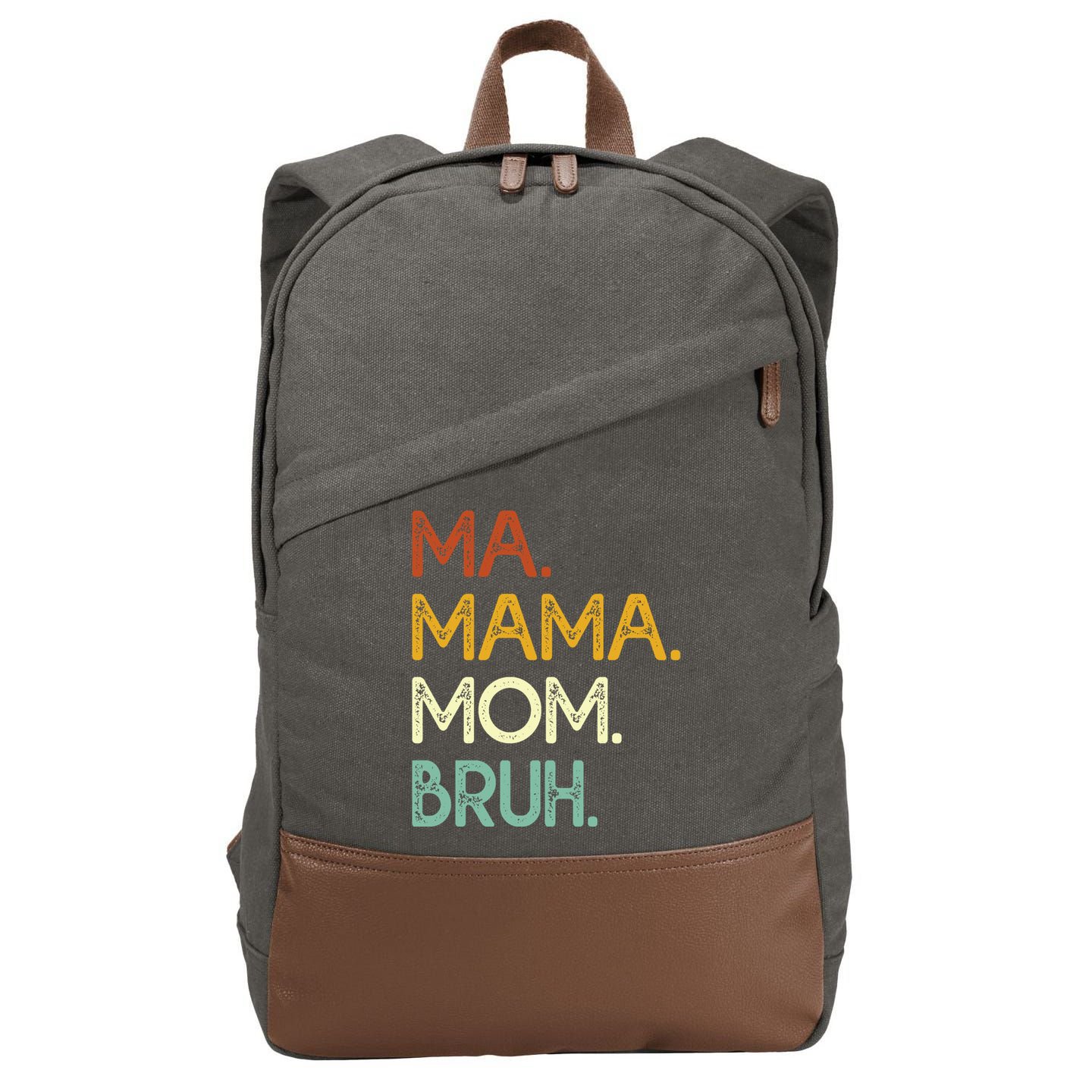 Ma Mama Mom Bruh Vintage Retro Cotton Canvas Backpack