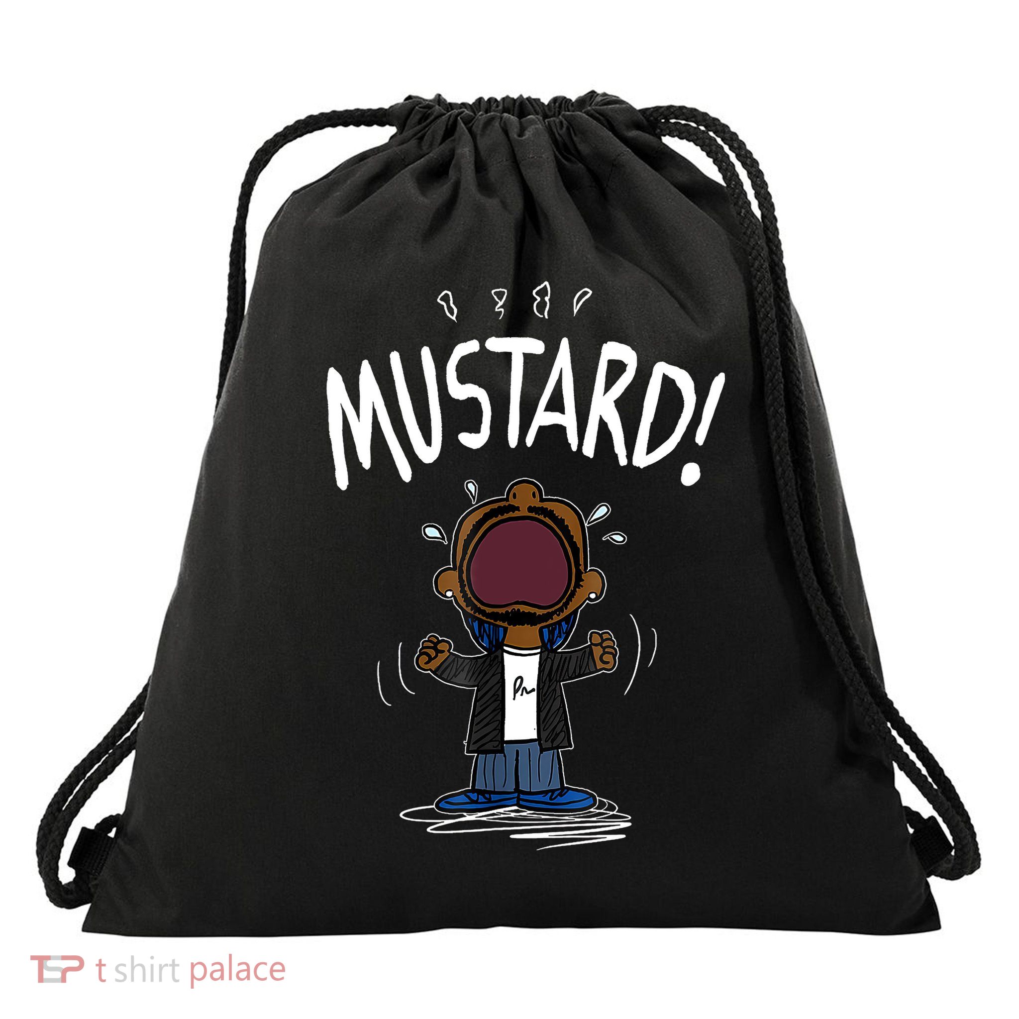 Mustard Meme Drawstring Bag