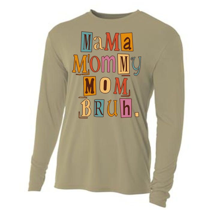 Mama Mommy Mom Bruh Retro Tee For Mother's Day Cooling Performance Long Sleeve Crew