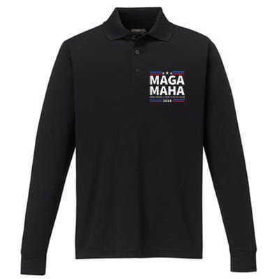 Maha Maga Make America Healthy Great Again Trump Kennedy Performance Long Sleeve Polo