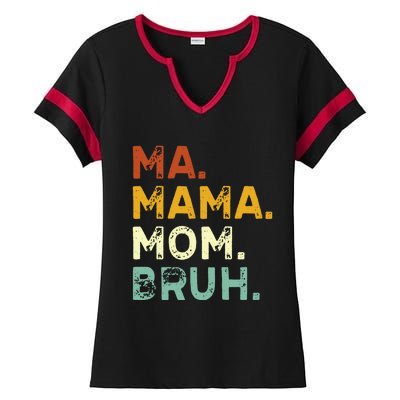 Ma Mama Mom Bruh Vintage Retro Ladies Halftime Notch Neck Tee