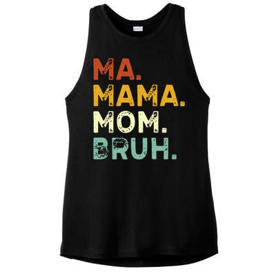 Ma Mama Mom Bruh Vintage Retro Ladies PosiCharge Tri-Blend Wicking Tank