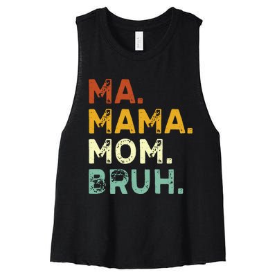 Ma Mama Mom Bruh Vintage Retro Women's Racerback Cropped Tank