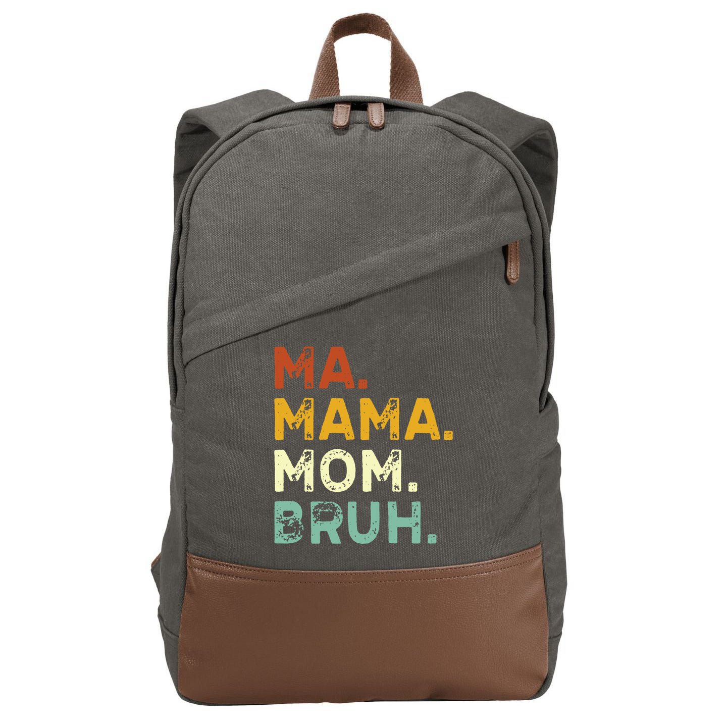Ma Mama Mom Bruh Vintage Retro Cotton Canvas Backpack